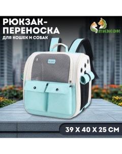 Рюкзак-переноска для кошек и собак, 39 х 40 х 25 см, бирюза Пижон