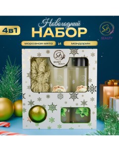 Новогодний подарочный набор косметики «Снежное царство», с ароматом мяты и корицы. Золотая серия Sb beauty