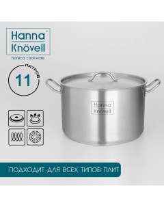 Кастрюля из нержавеющей стали с крышкой, 11 л, d=28 см, h=18 см, толщина стенки 0,8 мм, индукция Hanna knövell