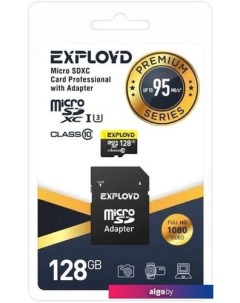 Карта памяти Premium Series microSDXC 128GB EX128GCSDXC10UHS-1-ELU3 (с адаптером) Exployd