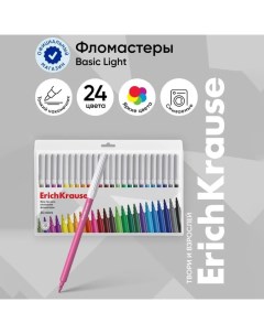 Фломастеры 24 цвета, вентилируемый колпачок, в футляре с европодвесом Erichkrause