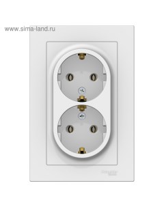 Розетка двойная SE ATLASDESIGN, 16 А, 250 В, встраиваемая, с з/к, IP20, белая, ATN000124 Schneider electric