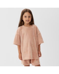 Костюм детский (футболка, шорты) Plushy р.36 (134-140), бежевый Kaftan