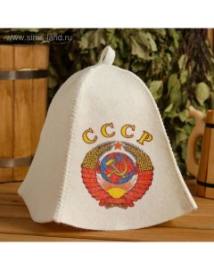 Шапка для бани "СССР" с принтом, белая Добропаровъ