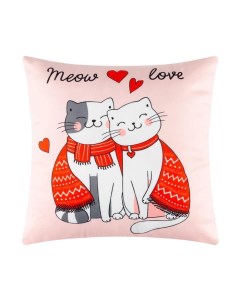 Подушка новогодняя Meow love, 40х40 см, велюр, 100% п/э Этель