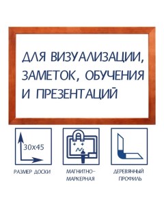 Доска магнитно-маркерная А3, 30х45 см,, в деревянной рамке (морилка темная) Calligrata