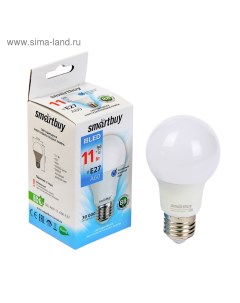 Лампа cветодиодная, E27, A60, 11 Вт, 6000 К, холодный белый свет Smartbuy