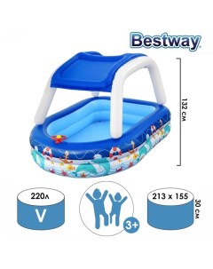 Бассейн надувной детский Sea Captain Family Pool, 213 x 155 x 132 см, с навесом, 54370 Bestway