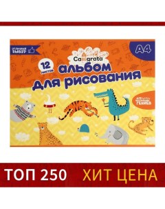 Альбом для рисования А4, 12 листов на скрепке, обложка мелованный картон, внутренний блок офсет 100  Calligrata