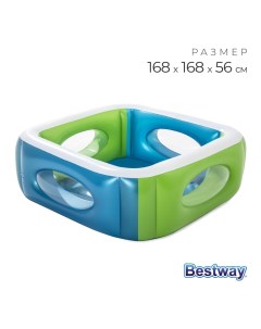 Бассейн надувной, 168?168?56 см, с окошками, от 6 лет, 51132 Bestway