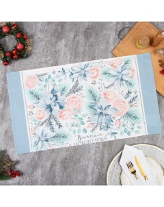 Полотенце "" Christmas flowers 40х73 см, СОРТ 2, 100% хл, саржа 190 гр/м2 Этель