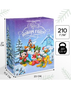 Пакет подарочный "С Новым годом!", 23х27х11.5 см, упаковка, Микки Маус Disney