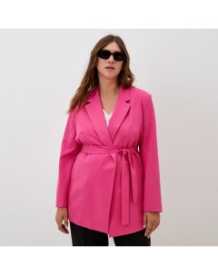 Пиджак женский с поясом plus-size, р.56, розовый Mist