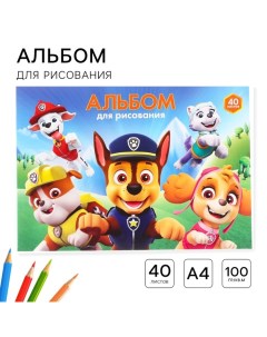 Альбом для рисования А4, 40 листов 100 г/м?, на склейке, Щенячий патруль Paw patrol