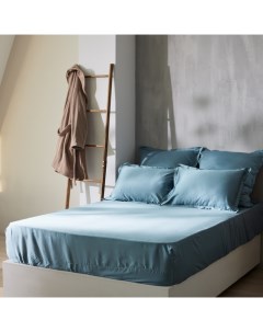 Простыня на резинке SL Home Tencel 200*200+30 см, цв. серо-голубой Sima-land home