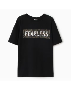 Футболка мужская FEARLESS, цвет чёрный, размер 56 Текстиль центр