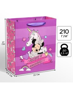 Пакет подарочный, 23х27х11.5 см, упаковка, Минни Маус и Единорог Disney