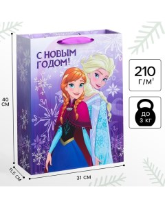 Пакет подарочный на Новый год, 31 х 40 х 11 см, упаковка, Холодное сердце Disney