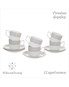 Чайный сервиз WY Eternal, 12 предметов, кружка 250 мл 6 шт, блюдце 6 шт, фарфор Wilson&young