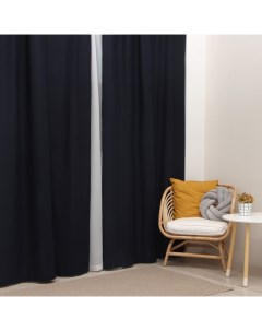 Комплект штор SL Home Linen 130*300см - 2 штуки, цв. темно-синий, 52% лён/48% вискоза Sima-land home