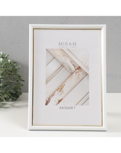 Фоторамка пластик "МИРАМ" 21х29,7 см, (A4) белый (пластиковый экран) Miram