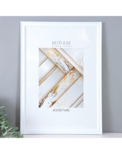 Фоторамка пластик "МИРАМ" 29.7х42 см, (A3) белый (пластиковый экран) Miram