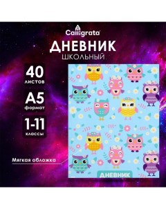 Дневник универсальный для 1-11 классов, "Совы. Паттерн", мягкая обложка, 40 листов Calligrata