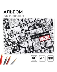 Альбом для рисования А4, 40 листов 100 г/м?, на пружине, Мстители Marvel