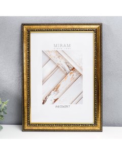 Фоторамка пластик "МИРАМ" 21х29,7 см, (A4) золото (пластиковый экран) Miram