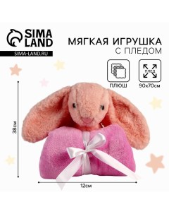 Мягкая игрушка с пледом «Зайка», цвет розовый Milo toys