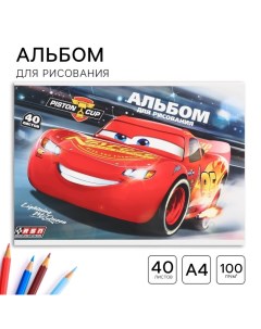 Альбом для рисования А4, 40 листов, склейка, Тачки Disney