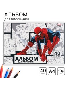 Альбом для рисования А4, 40 листов, склейка, Человек-паук Marvel