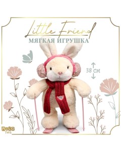 Мягкая игрушка Little Friend, зайка на лыжах, красный шарф, 38 см Milo toys