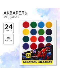 Акварель 24цв пластик, «Человек-паук», европодвес Marvel