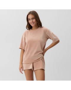 Костюм женский (футболка и шорты) Plushy р. 48-50, бежевый Kaftan