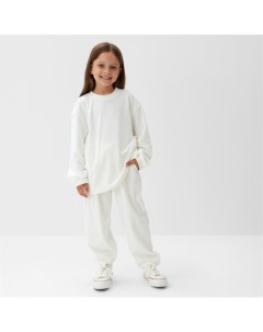 Костюм детский (свитшот, брюки) Plushy р.30 (98-104), белый Kaftan