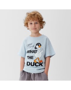 Футболка детская в полоску Duck р.30 (98-104 см), голубой/белый Kaftan