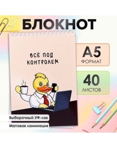 Блокнот А5, 40 листов в клетку на гребне "Утка", обложка мелованный картон, матовая ламинация, выбор Calligrata