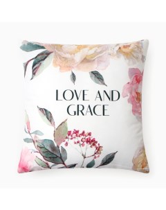 Подушка "Love and grace" 40х40 см, велюр, 100% п/э Этель