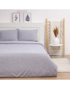 Постельное бельё Tufting 1,5сп "Квадрат" 143*215см,150*230см,50*70см-2шт,цвет серо-сиреневый,110г Lovelife