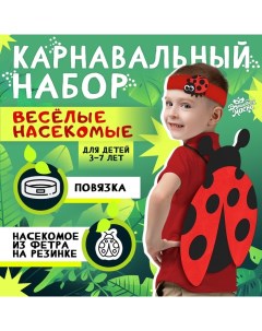 Карнавальный набор «Весёлые насекомые»: повязка и божья коровка из фетра, 3–7 лет Волшебная маска