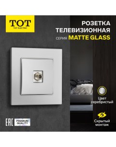 Розетка телевизионная одноместная Matte Glass, скрытая, стекло, серебристая Tot