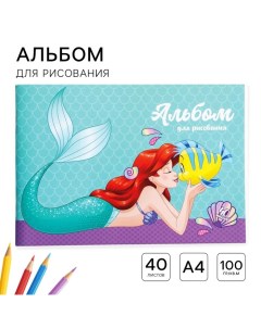 Альбом для рисования А4, 40 листов 100 г/м?, на скрепке, Принцессы Disney