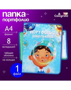 Папка-портфолио А4 "Мечтать", TOP, твердая обложка, на кольцах, молния вокруг, для школьника, 1 файл, 8 вкладышей Calligrata