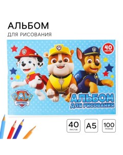 Альбом для рисования А5, 40 листов 100 г/м?, на скрепке, Щенячий патруль Paw patrol