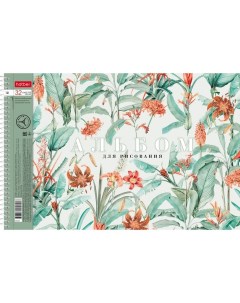 Альбом для рисования А4, 32 листа на гребне Floral collection, обложка мелованный картон, перфорация Hatber