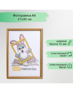 Фоторамка пластик L-4 21х30 см золото (пластиковый экран) Keep memories