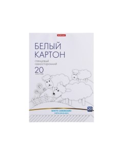 Картон белый А4, 20 листов, немелованный односторонний, 170 г/м2,, глянцевый, на склейке, схема поде Erichkrause