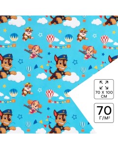 Бумага упаковочная глянцевая, Щенячий патруль, 70x100 см Paw patrol