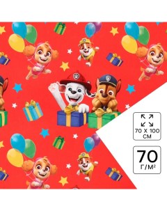 Бумага упаковочная глянцевая, Щенячий патруль, 70x100 см Paw patrol